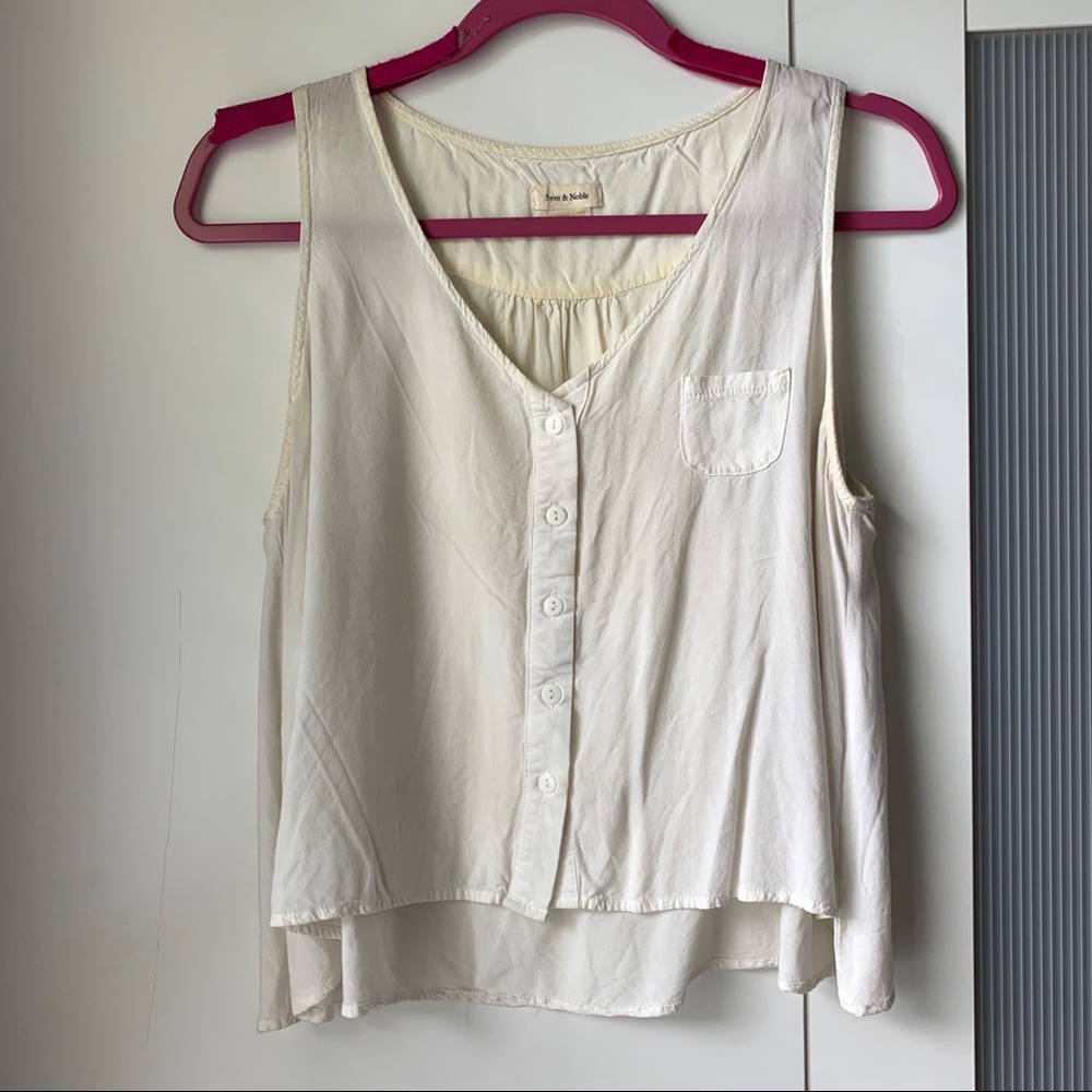 White button front tank